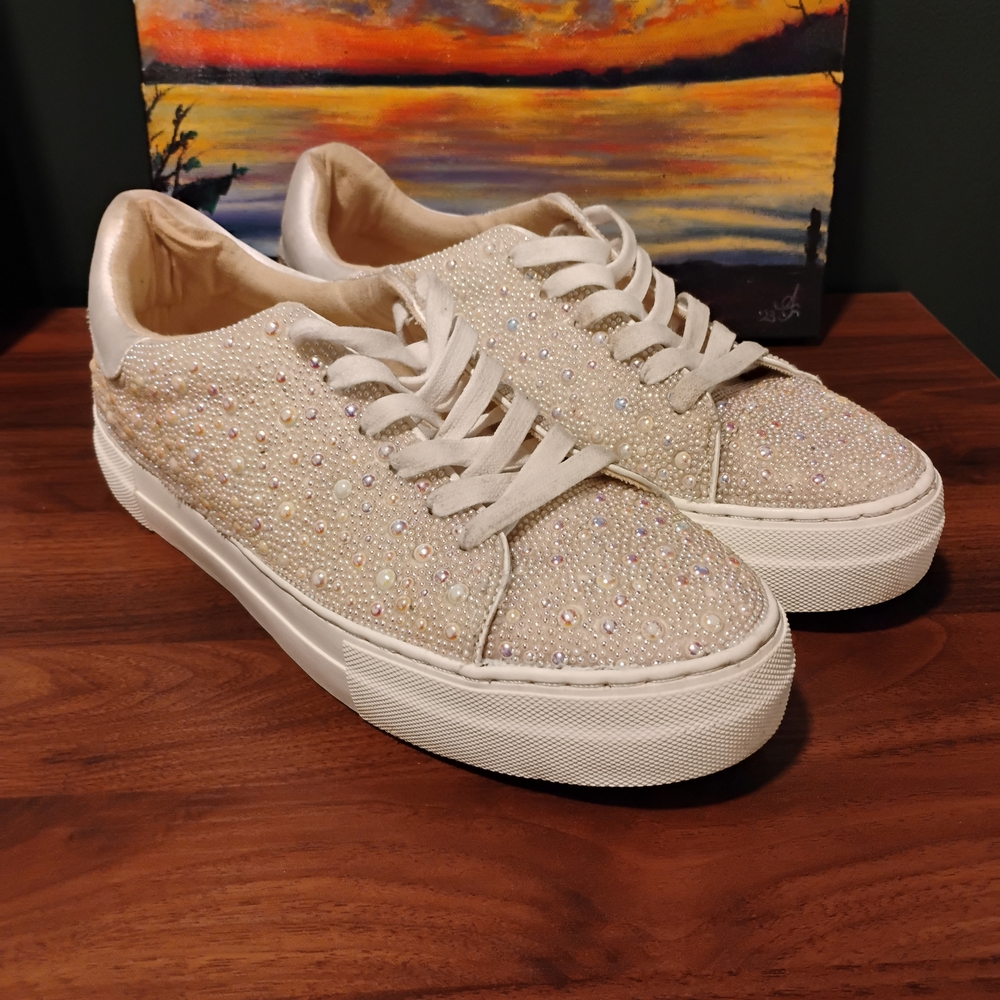 Betsey Johnson Glittering Cream Sneakers